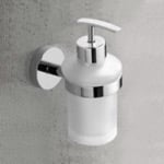 Soap Dispenser, Nameeks NCB41, Chrome Wall Mounted Frosted Glass Soap Dispenser